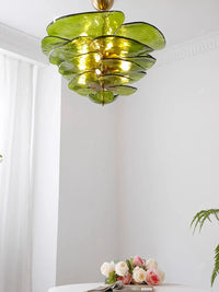 Lustre rétro led de luxe en verre coloré