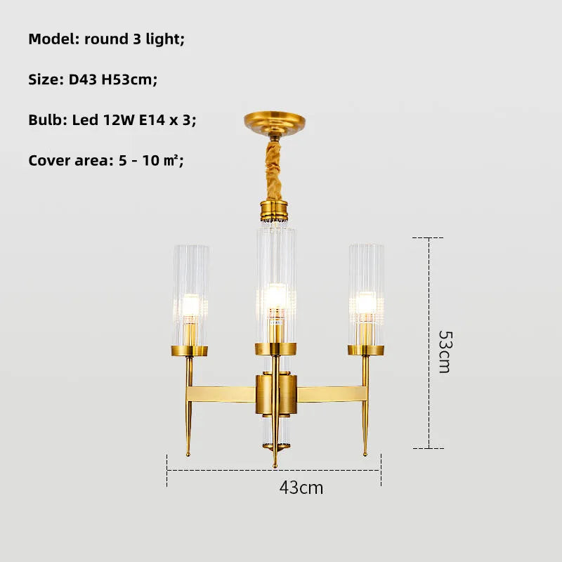 Lustre Noble en Métal Or et Verre LED