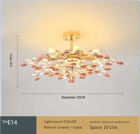Plafonnier de luxe moderne en céramique avec fleurs en cristal
