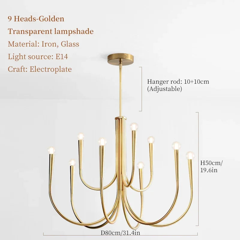 Lustre de Luxe à LED Style Français Doré