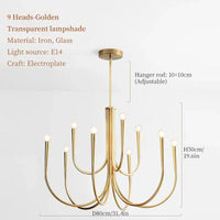 Lustre de Luxe à LED Style Français Doré