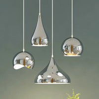 Plafonnier nordique argenté Globe boule miroir, lampe suspendue en fer 