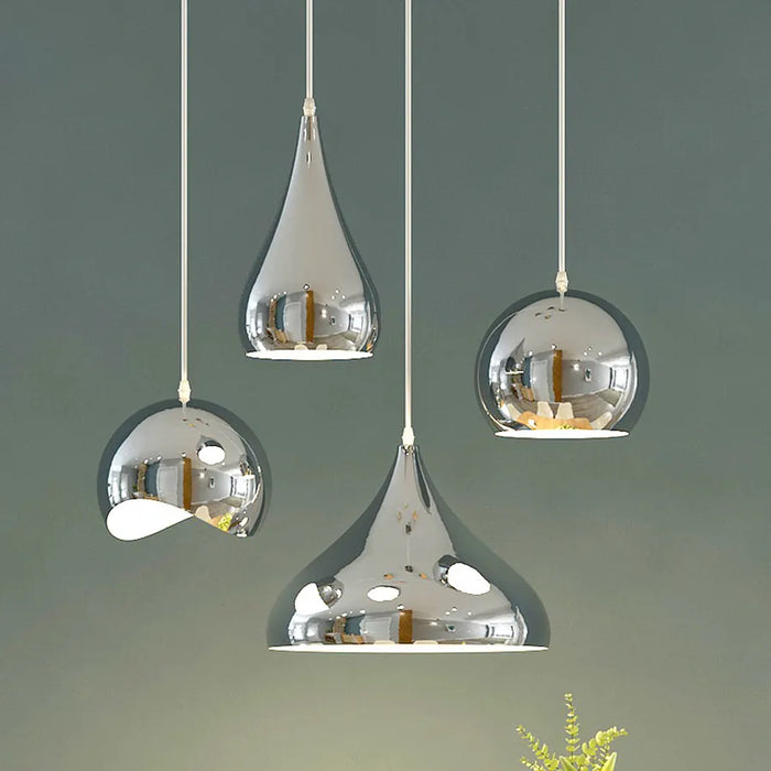 Plafonnier nordique argenté Globe boule miroir, lampe suspendue en fer 