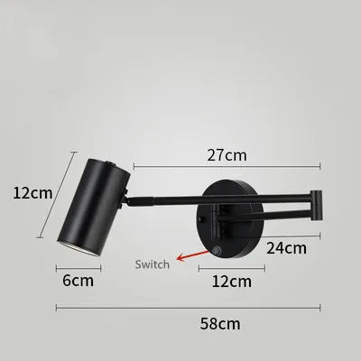 Applique murale LED SwingLight : bras télescopique, interrupteur intégré, design intérieur unique