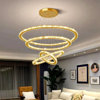 Lustre Moderne en Cristal avec Éclairage LED Intérieur Suspendu