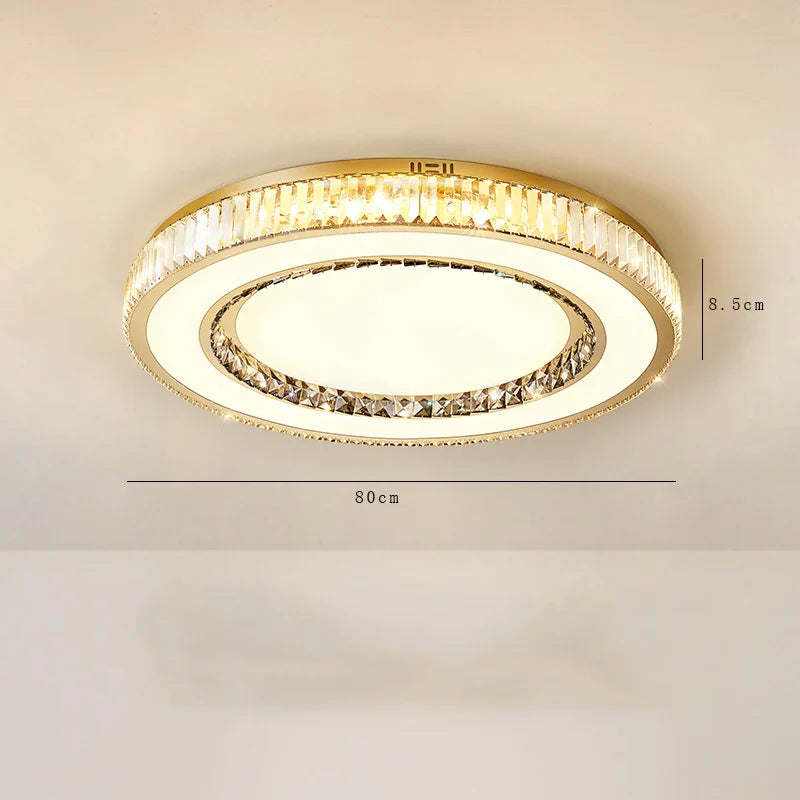 Lustre de Luxe Moderne en Verre de Cristal LED Rond - Collection Prestige