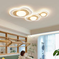 Plafonnier Luxe LED pour Chambre Principale - Blanc Bois Crème