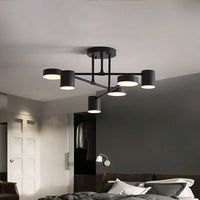 Lustre LED Moderne Chic en Noir, Blanc et Or
