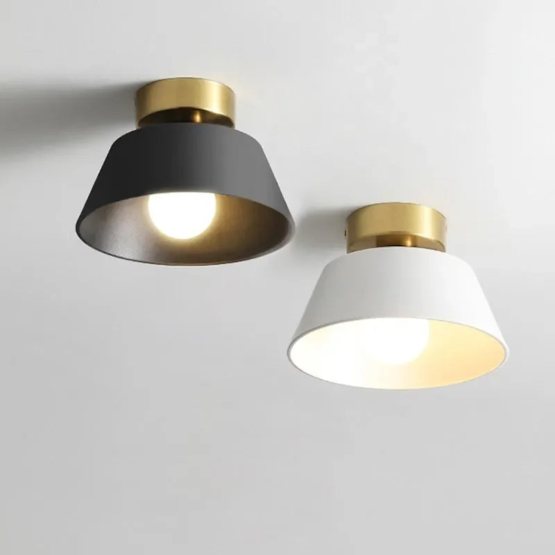 Plafonnier LED rétro en fer rond avec abat-jour - Style Vintage