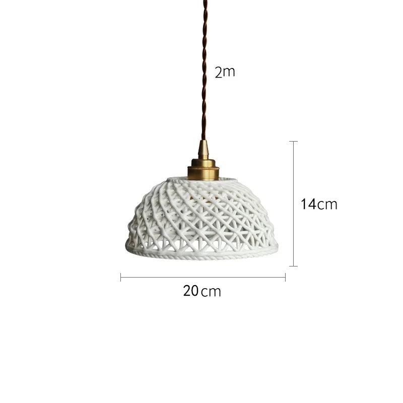 Suspension LED Blanc en Céramique - Style Nordique Moderne - Cuivre Suspension Lampe