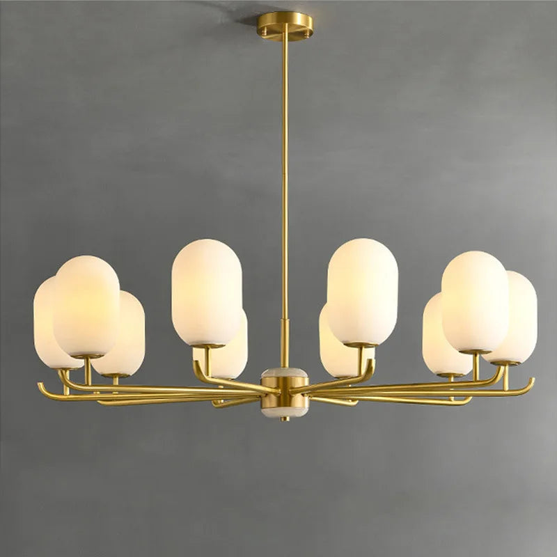 Lustre Chinois de Luxe en Cuivre et Jade