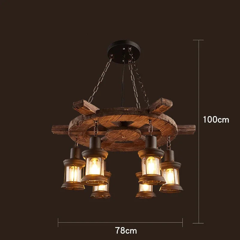 Lustre LED rétro industriel antique LOFT Bar Vintage Art bois E27