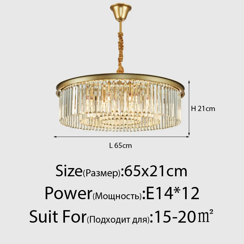 Lustre en Cristal LED Moderne Américain pour Salon Salle à Manger Villa