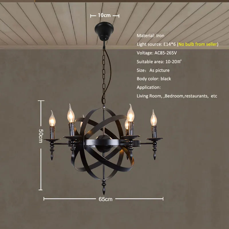 Lustre Loft Américain en Métal Rétro Rustique