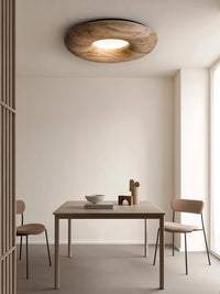 Plafonnier LED Vintage Chic en Bois Foncé - Grand Lustre