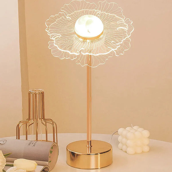 Lampe de table rétro or acrylique papillon LED - Éclairage élégant pour hôtel, villa et salon