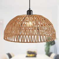 Lustre en corde de chanvre japonais et rotin zen - Fusion de styles naturels