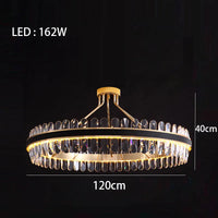 Lustre en cuir LED Cristal Luxueux Rond Suspendu Moderne - Élégance Brillante