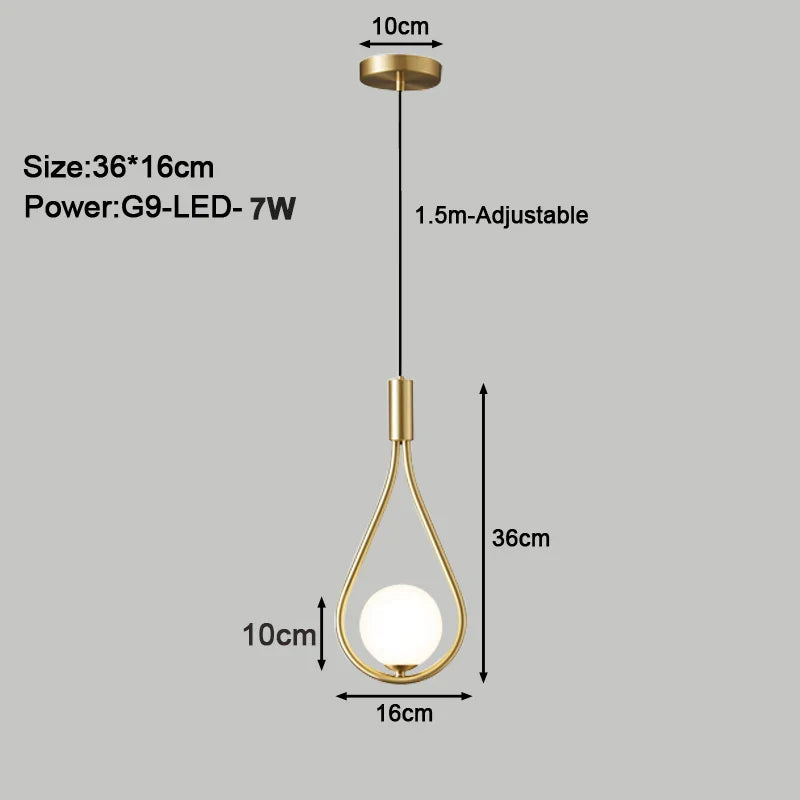 Suspension LED design pour intérieur avec cordon G9