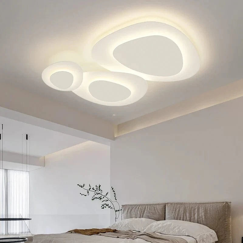 Lustre moderne LED Anneaux Annuels Ondulation Forme Décoration Fer Blanc