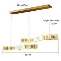Lustre Moderne en Cristal et Acier Inoxydable - Longue Bande Luxueuse