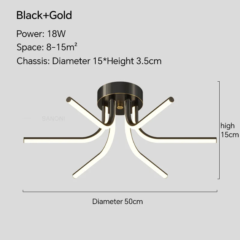 Plafonnier LED en cuivre au design contemporain