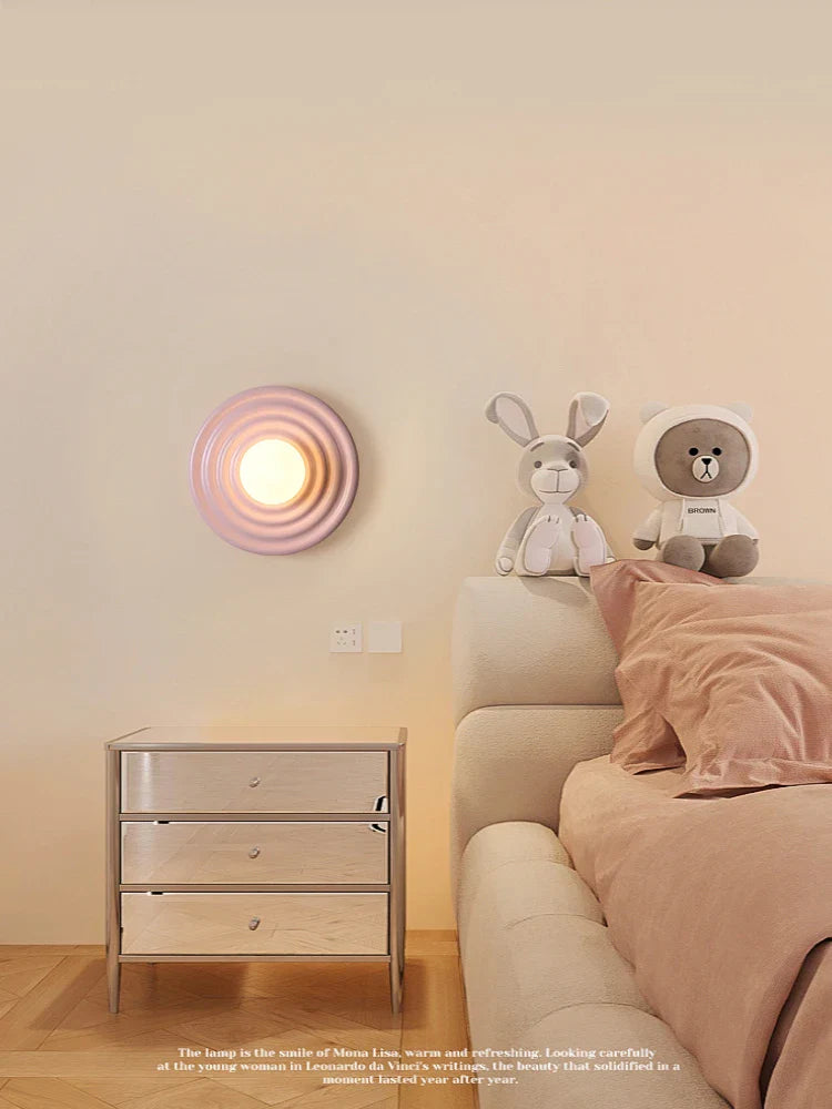Applique Murale LED Rétro en Résine - Lumin'Art Mural Rond
