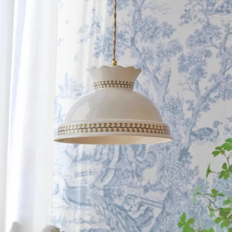 Suspension céramique fleur LED nordique moderne