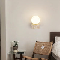 Applique murale vintage en pierre naturelle avec abat-jour en verre et LED - Édition Limitée