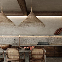 Suspension LED en bambou vintage