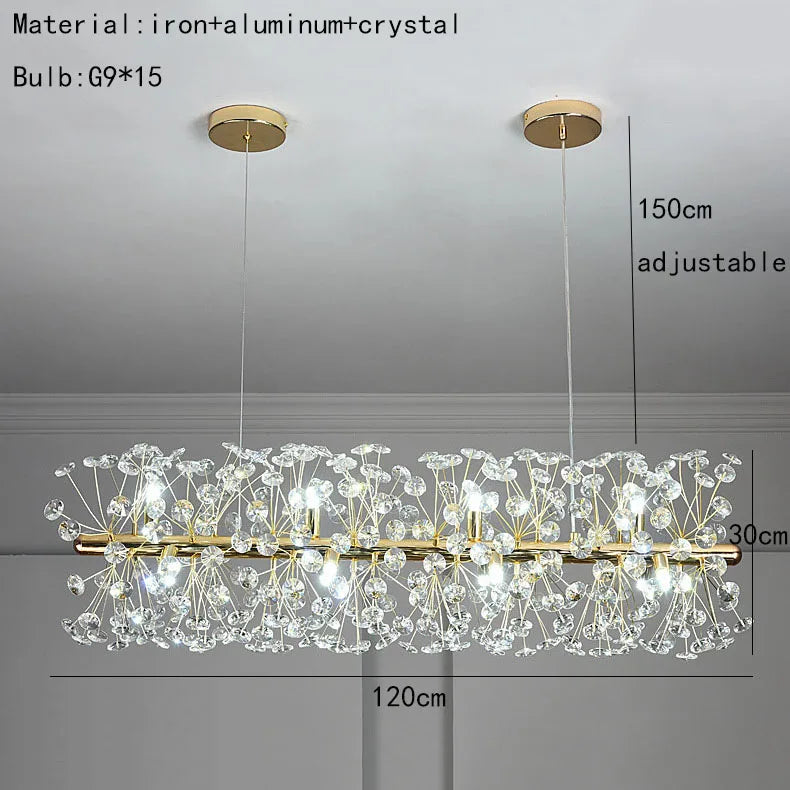 Lustre LED en cristal clair Pissenlit pour Hôtel de Luxe