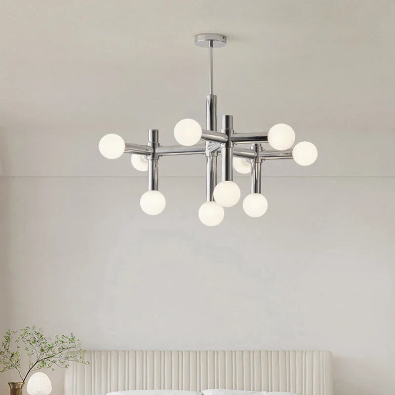 Lustre en métal chromé au style designer art décor - Nouveauté !