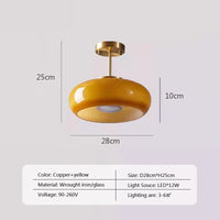 Lustre Antique en Verre et Laiton Orange Medieval