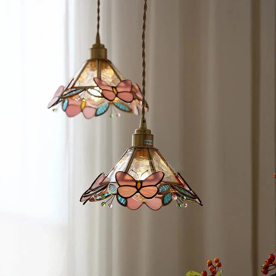 IWHDLife Lampe à Main LED Moderne en Verre Cuivre Papillon
