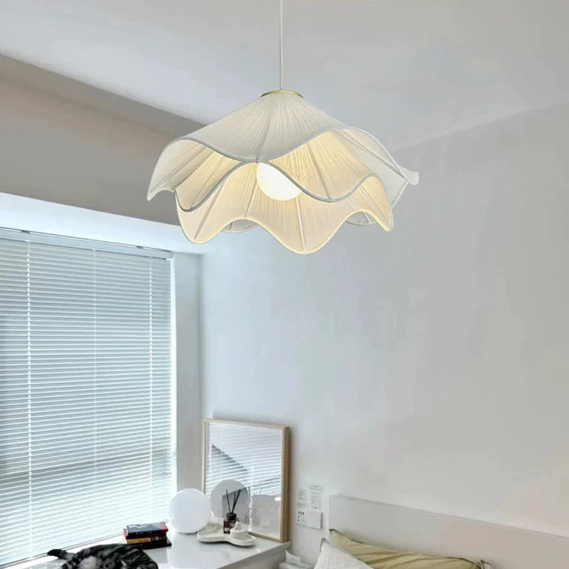 Suspension LED en tissu de Style Scandinave Minimaliste Crème