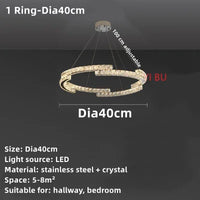 Lustre Nordique en Cristal et Acier Inoxydable avec Miroir LED Intérieur
