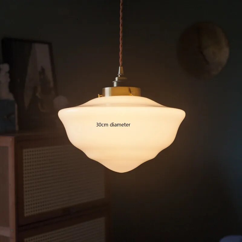 Suspension LED verre blanc.