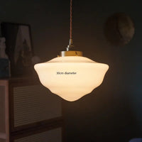 Suspension LED verre blanc.