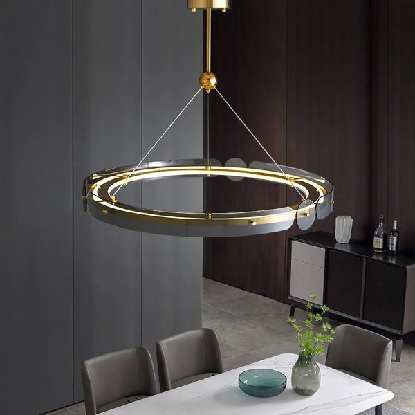 Lustre circulaire en verre de cristal élégance nordique pour éclairer votre intérieur