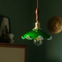 Suspension Vintage Américaine en Cuivre Bois Verre Edison