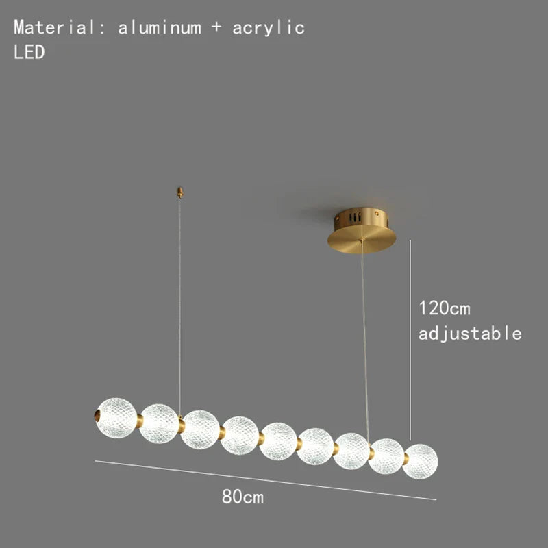 Luminaire de suspension LED en laiton avec fil réglable et abat-jour rond