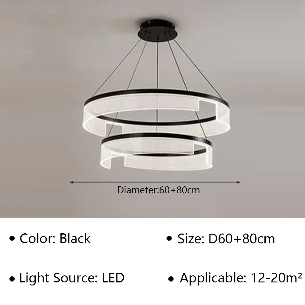 Lustre LED Anneaux Suspendu Nordique Moderne