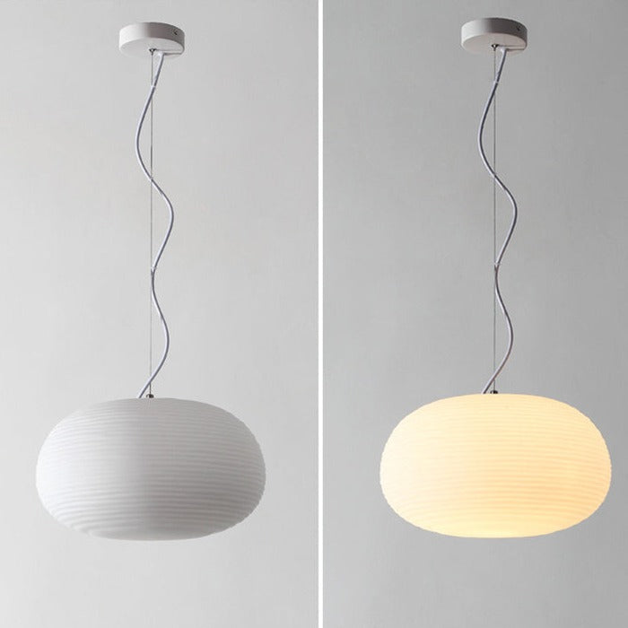 Suspension LED en verre blanc Caligari