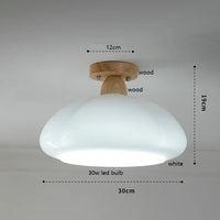 Suspension "Citrouille Lumineuse" en Verre LED Style Japonais Vintage en Bois