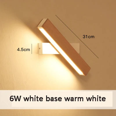 Applique murale rotative nordique en bois massif LED ajustable