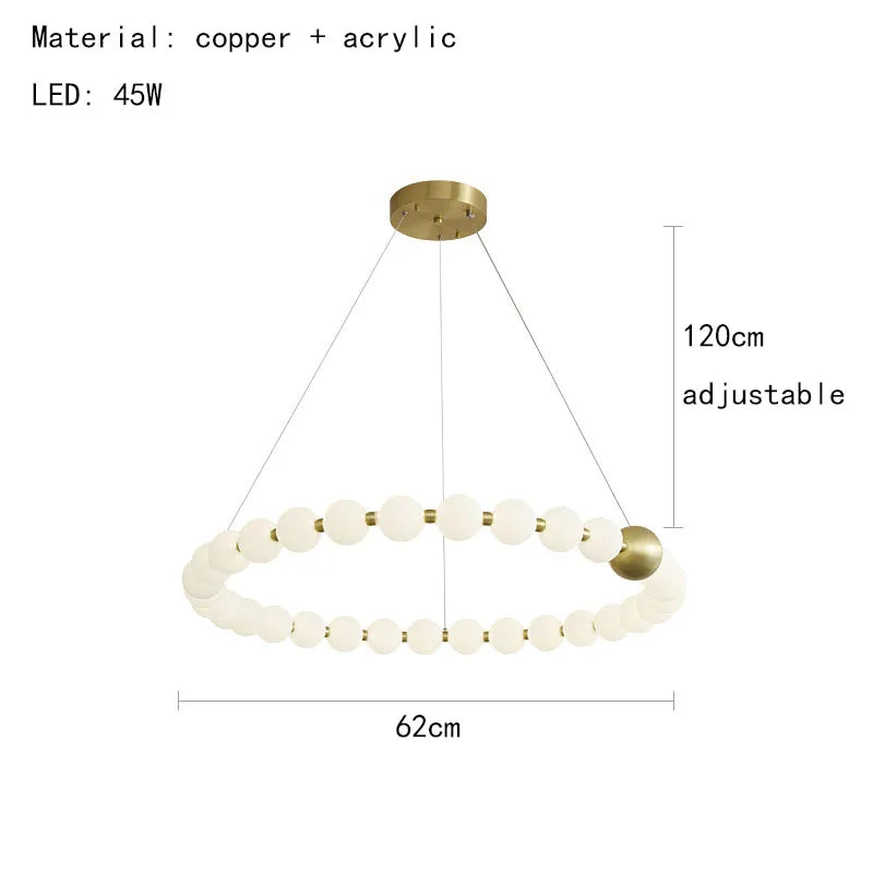 Luminaire de suspension LED en laiton avec fil réglable et abat-jour rond