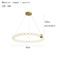 Luminaire de suspension LED en laiton avec fil réglable et abat-jour rond