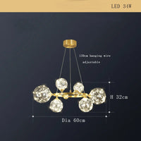 Lustre Cuivre Moderne et Minimaliste avec Étoile LED