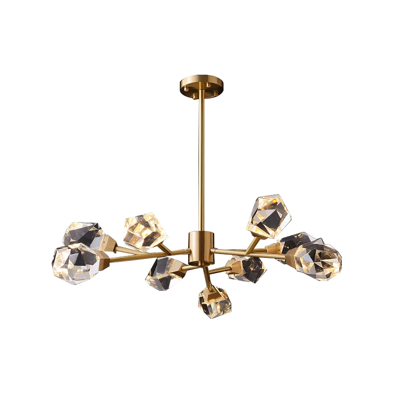Lustre de Luxe en Laiton Diamant Cristal LED Moderne