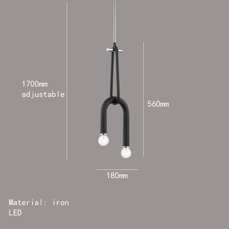 Lustre Créatif à 2 Ampoules - Hauteur Réglable en Métal